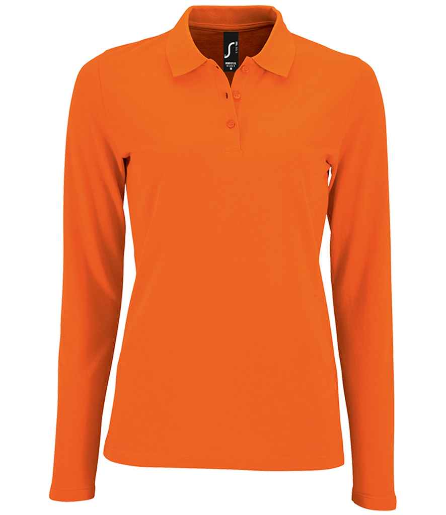 SOL'S Ladies Perfect Long Sleeve Piqué Polo Shirt | Orange
