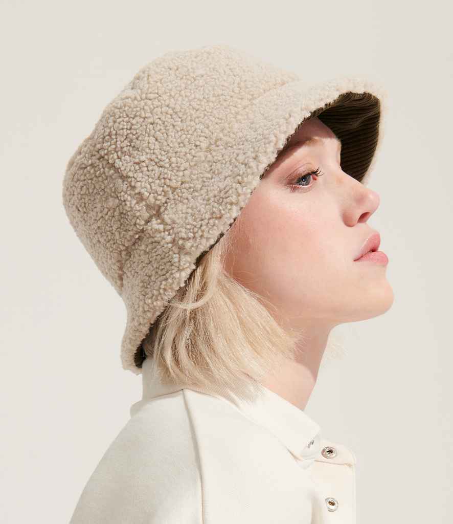 SOL'S Unisex 2-in-1 Reversible Sherpa and Velvet Bucket Hat | Army/Shear Beige