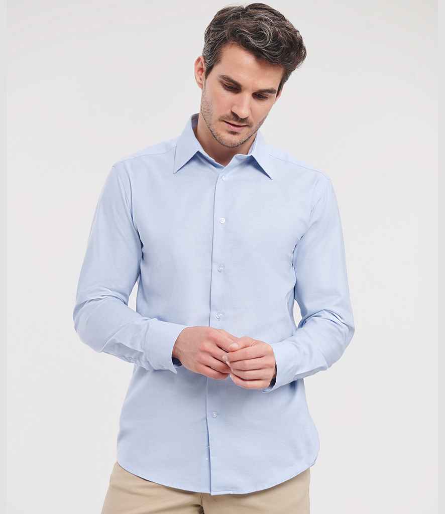 Russell Athletic Collection Long Sleeve Tailored Oxford Shirt | Oxford Blue