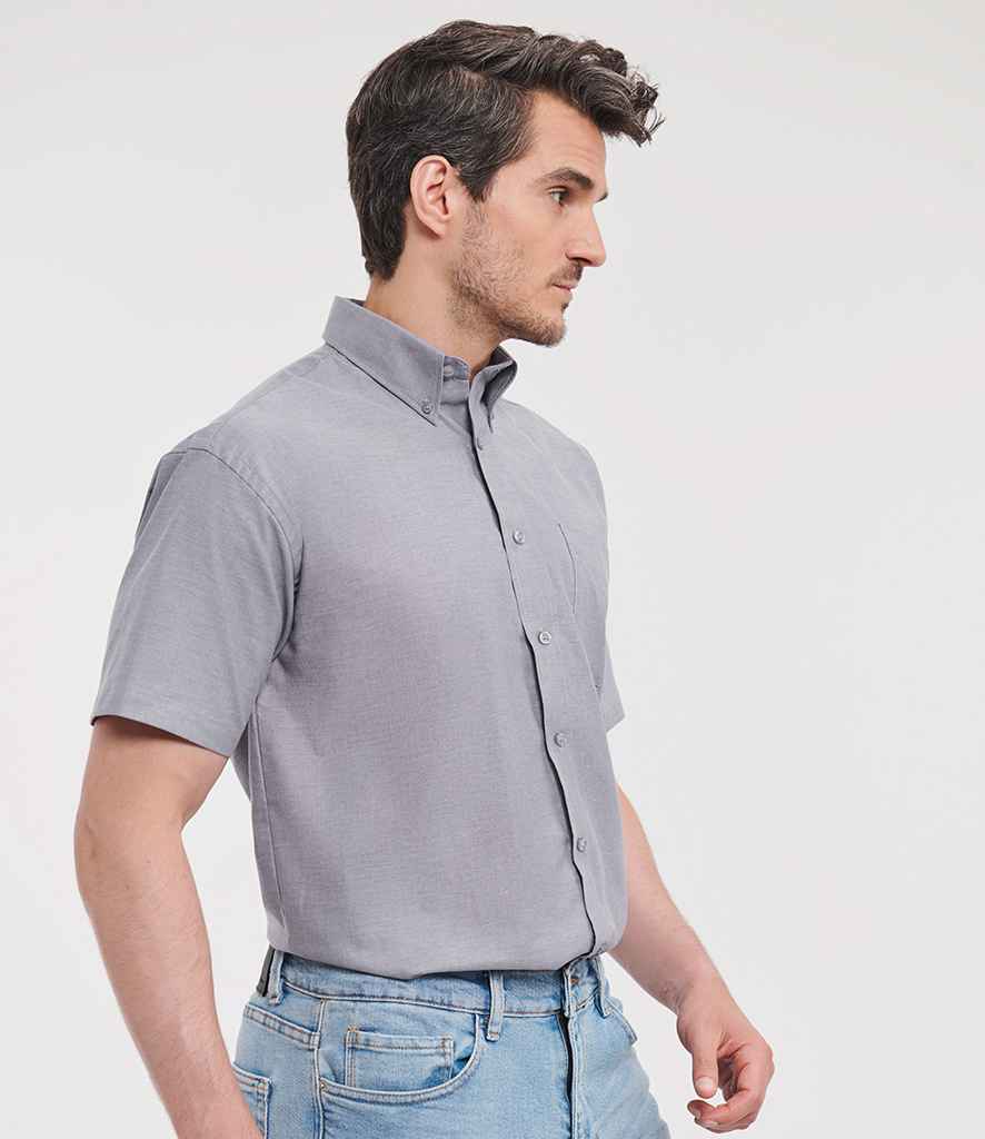 Russell Athletic Collection Short Sleeve Easy Care Oxford Shirt | Silver
