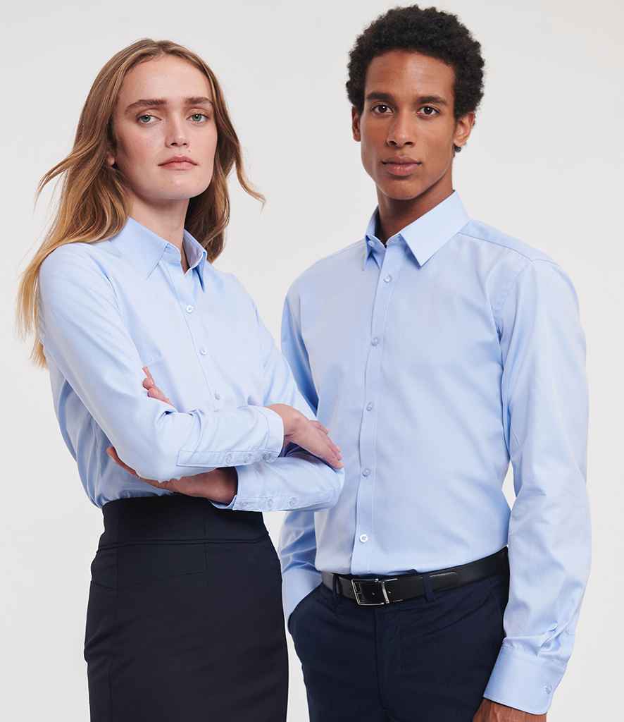 Russell Athletic Collection Long Sleeve Herringbone Shirt | Light Blue