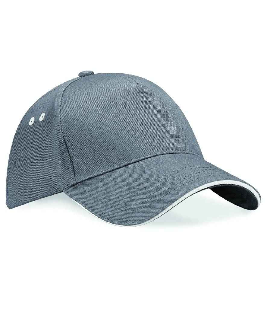 Beechfield Ultimate 5 Panel Cap with Sandwich Peak | Graphite Grey/Oyster Grey