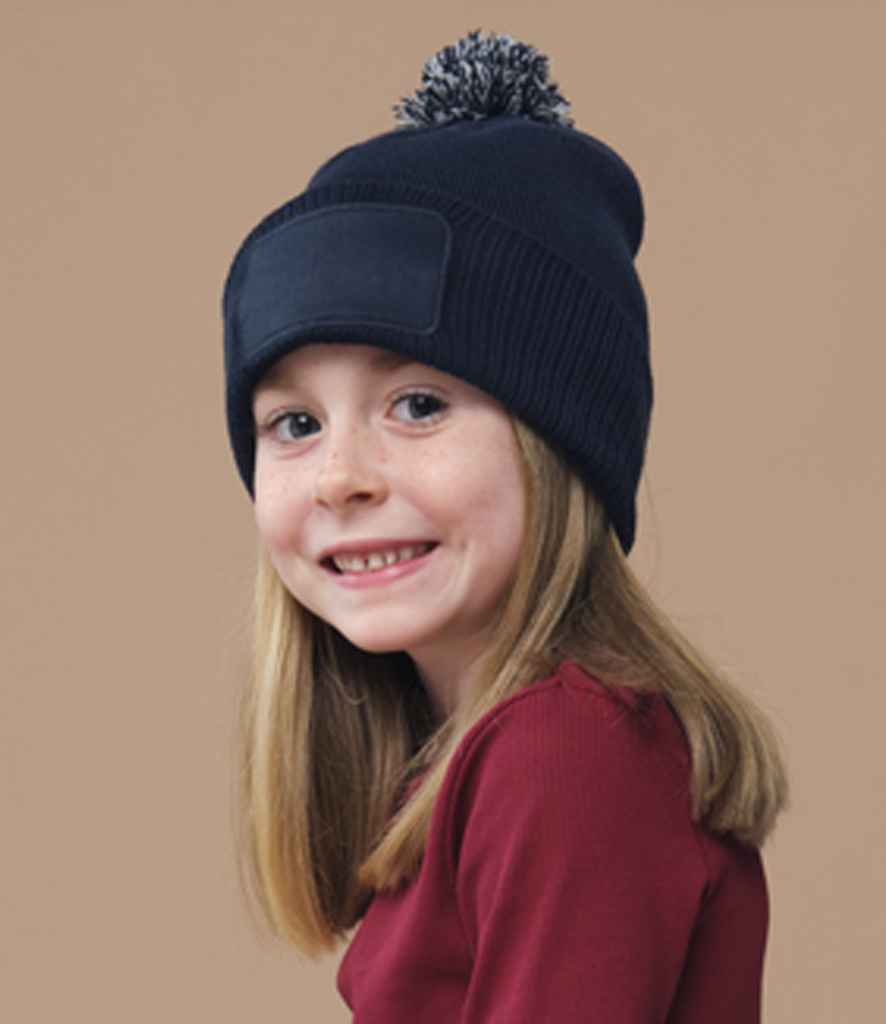 Beechfield Kids Snowstar® Patch Beanie | French Navy/Light Grey