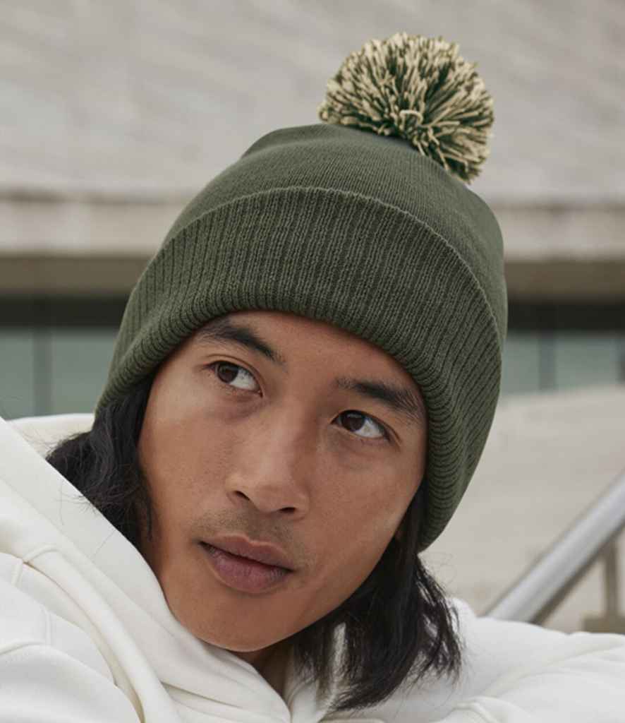 Beechfield Snowstar® Beanie | Olive Green/Oatmeal
