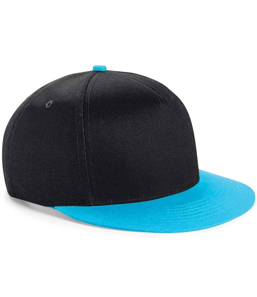 Beechfield Youth Snapback Cap | Black/Surf Blue