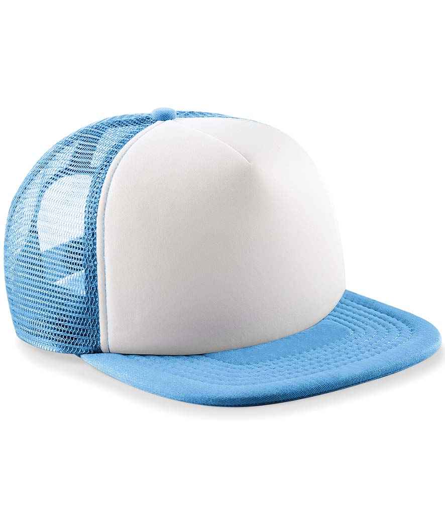 Beechfield Kids Vintage Snapback Trucker Cap | Sky Blue/White