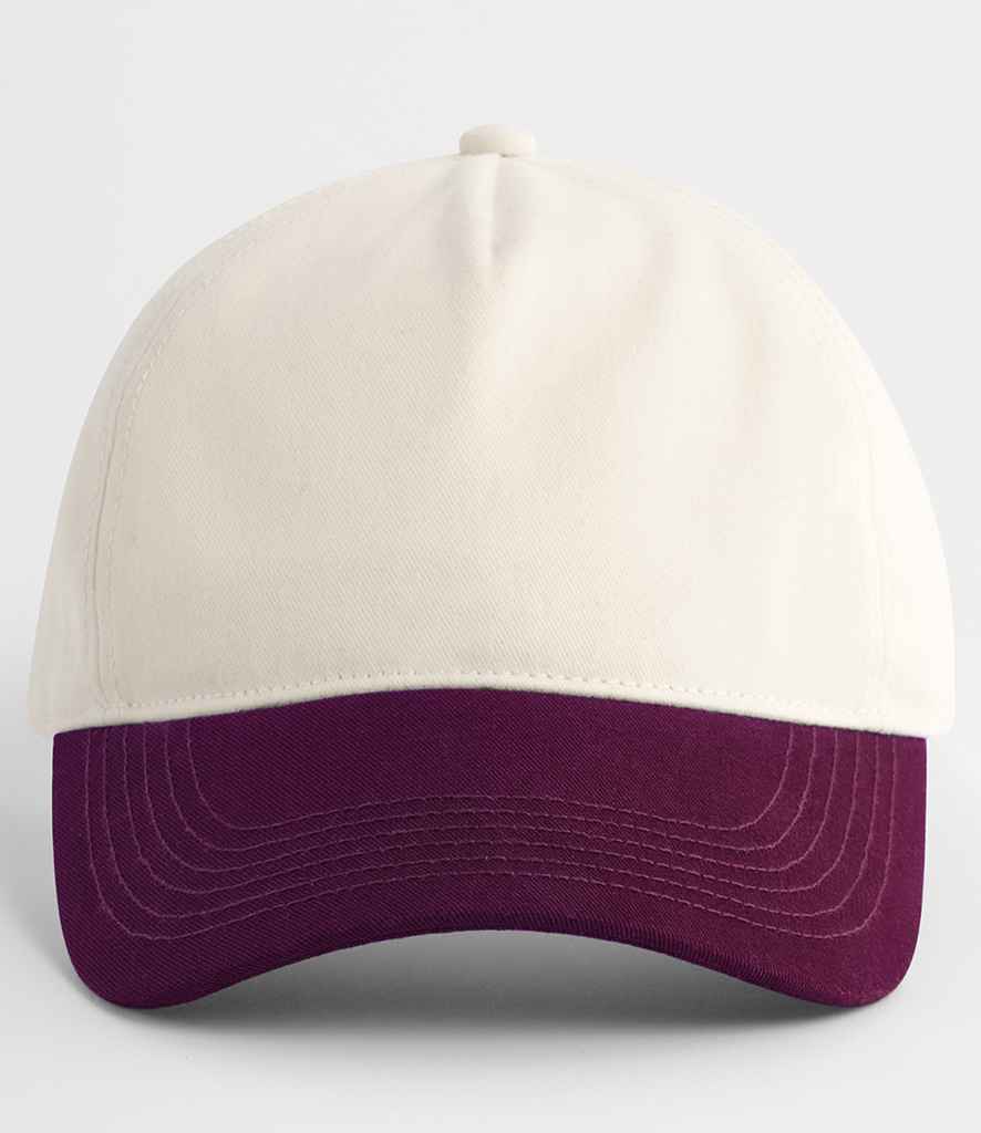 Beechfield Contrast Peak Leisure Cap | Natural/Burgundy