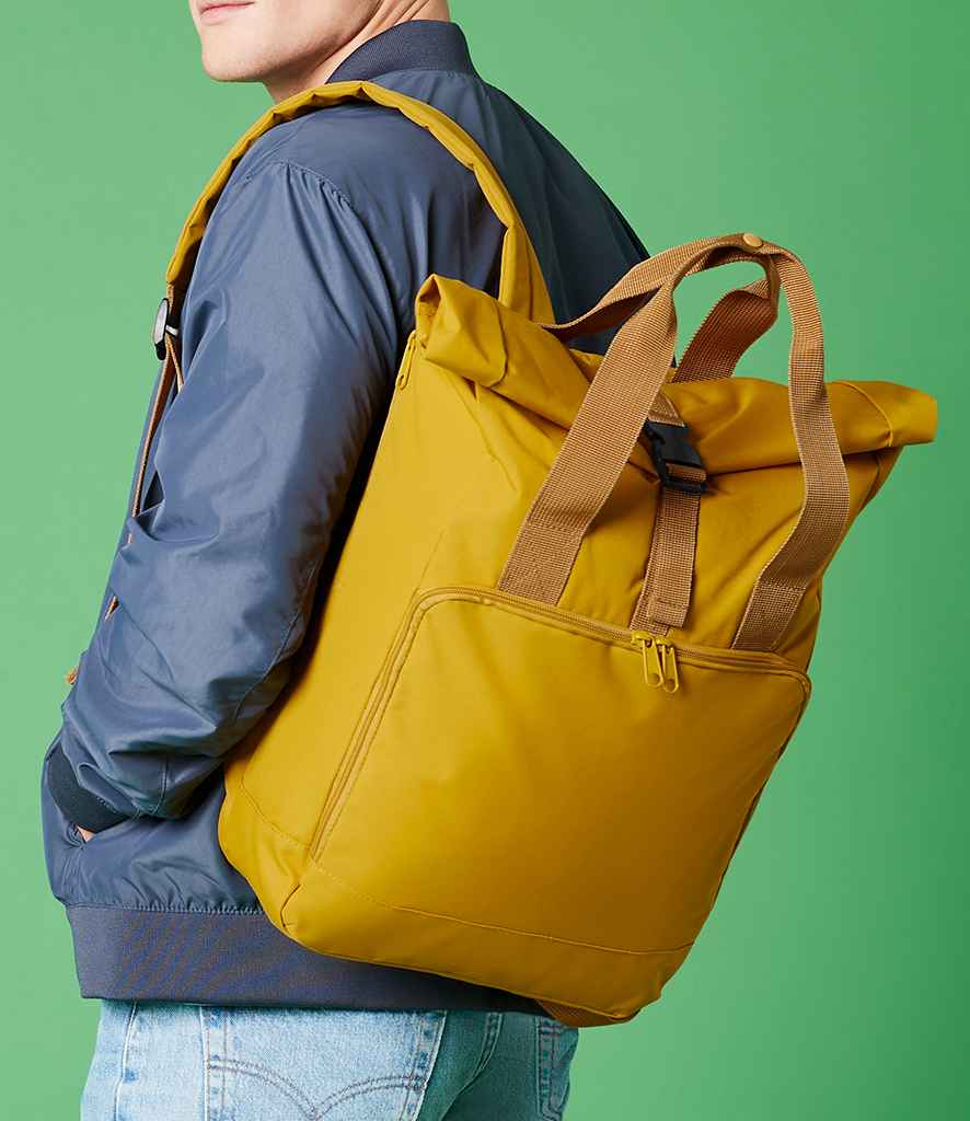 BagBase Recycled Twin Handle Roll-Top Laptop Backpack | Mustard