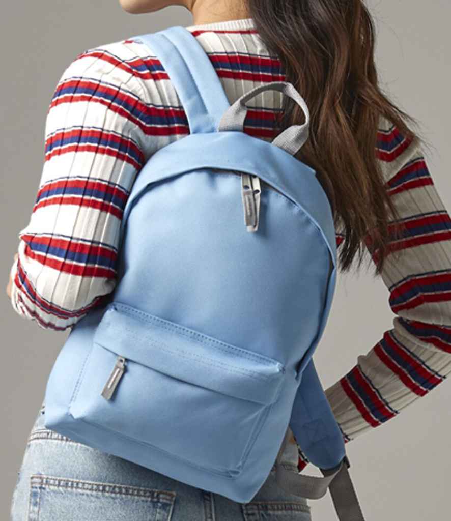 BagBase Mini Fashion Backpack | Sky Blue/Light Grey