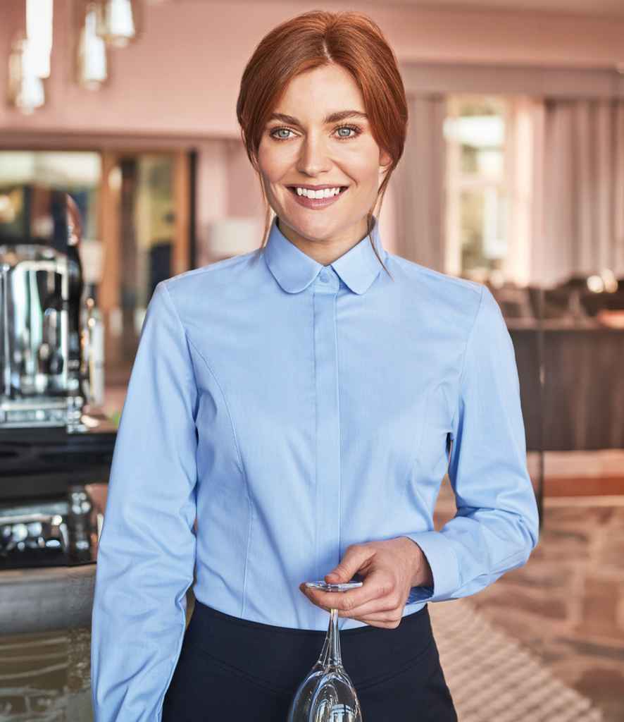 Brook Taverner Ladies Trevi Long Sleeve Poplin Shirt | Sky Blue