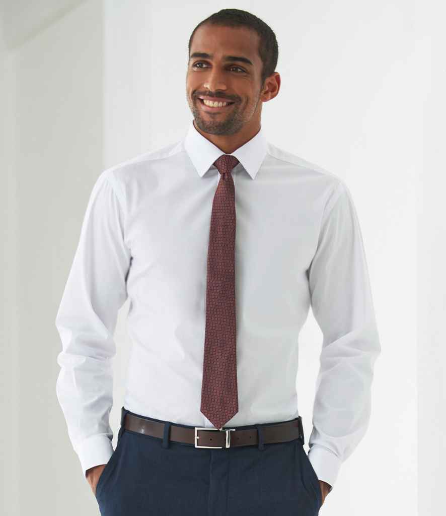 Brook Taverner Alba Long Sleeve Slim Fit Poplin Shirt | White