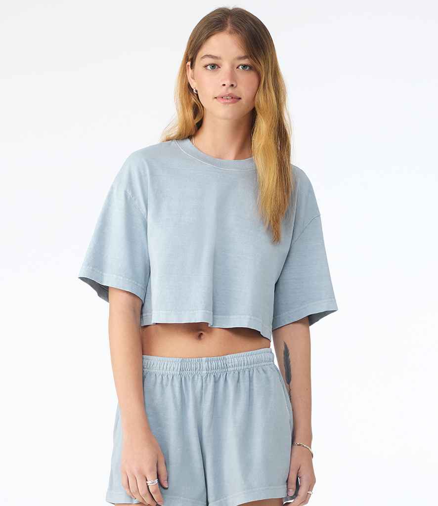 Bella Ladies Heavyweight Washed Cropped T-Shirt | Washed Denim