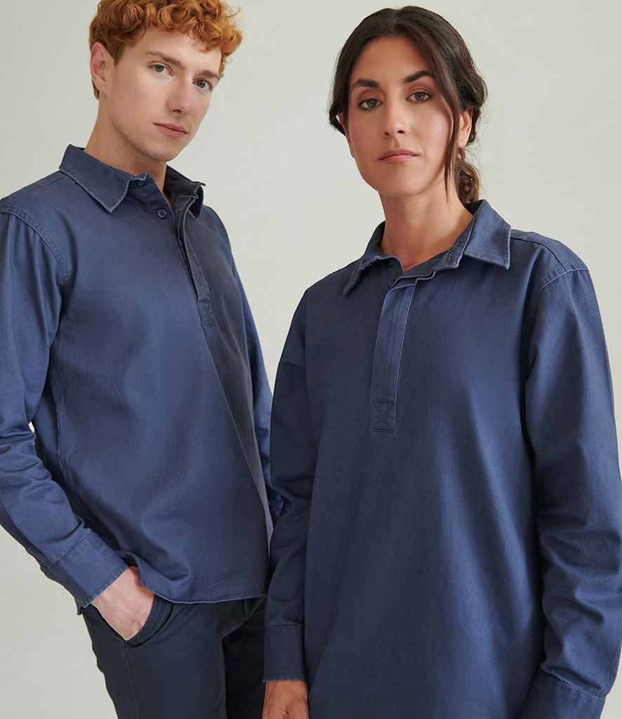 Front Row Pullover Drill Shirt | Washed Navy