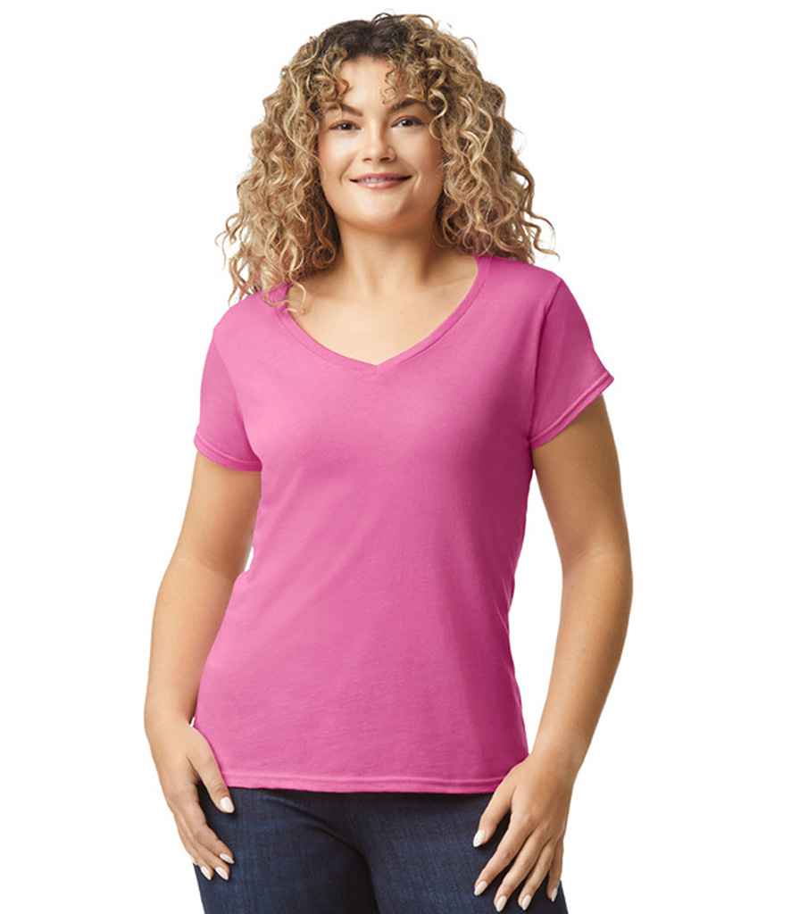 Gildan Ladies SoftStyle® V Neck T-Shirt | Azalea