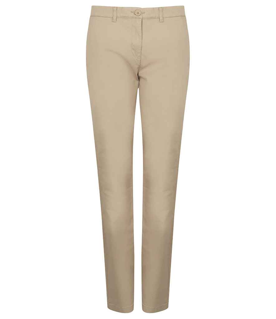 Henbury Ladies Stretch Chino Trousers | Stone