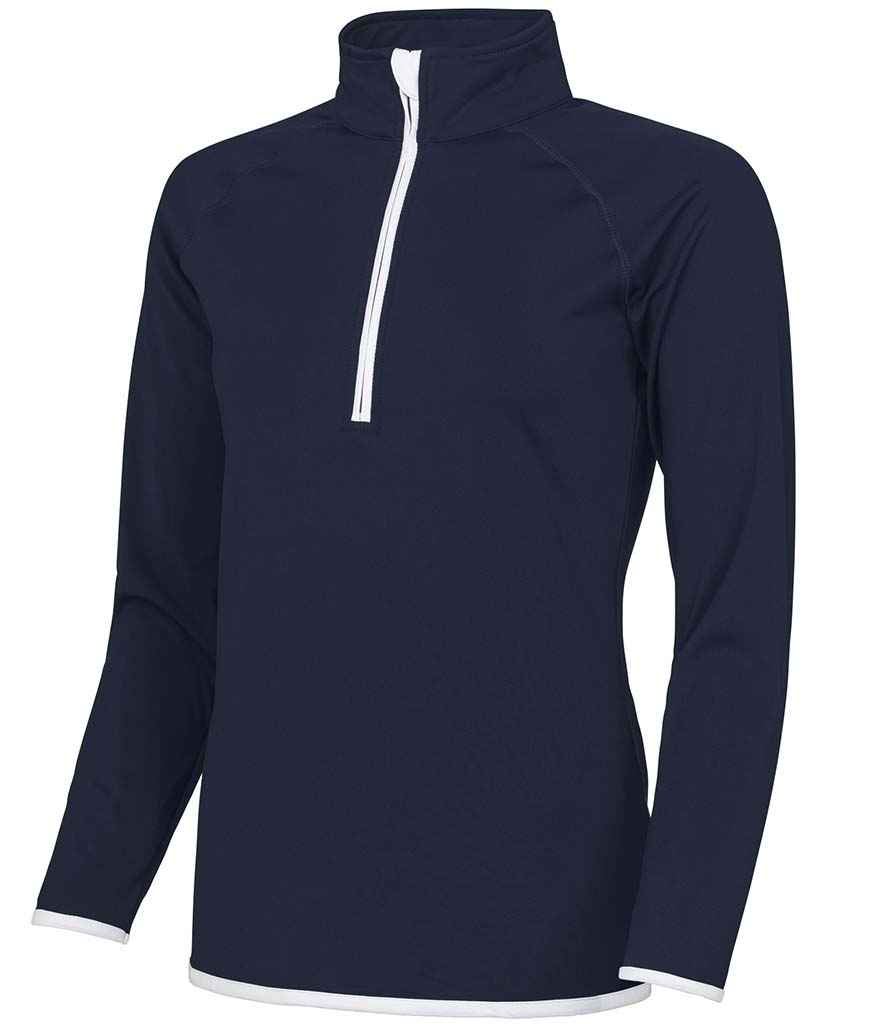 AWDis Ladies Cool Half Zip Sweat Top | French Navy/Arctic White
