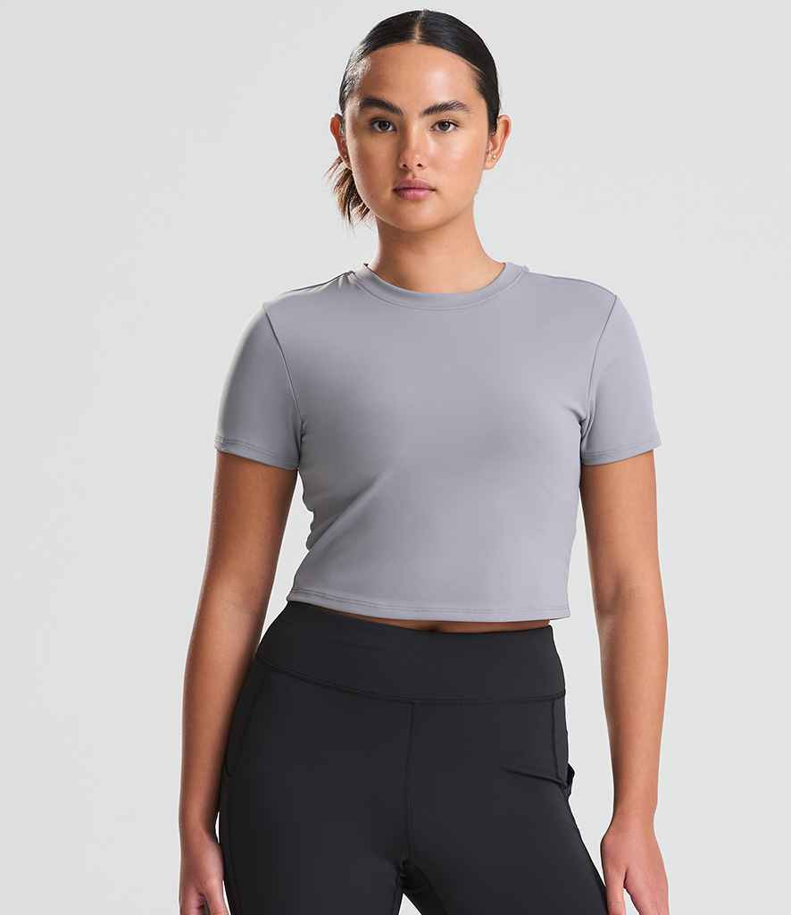 AWDis Ladies Cool Recycled Cropped T-Shirt | Platinum Grey