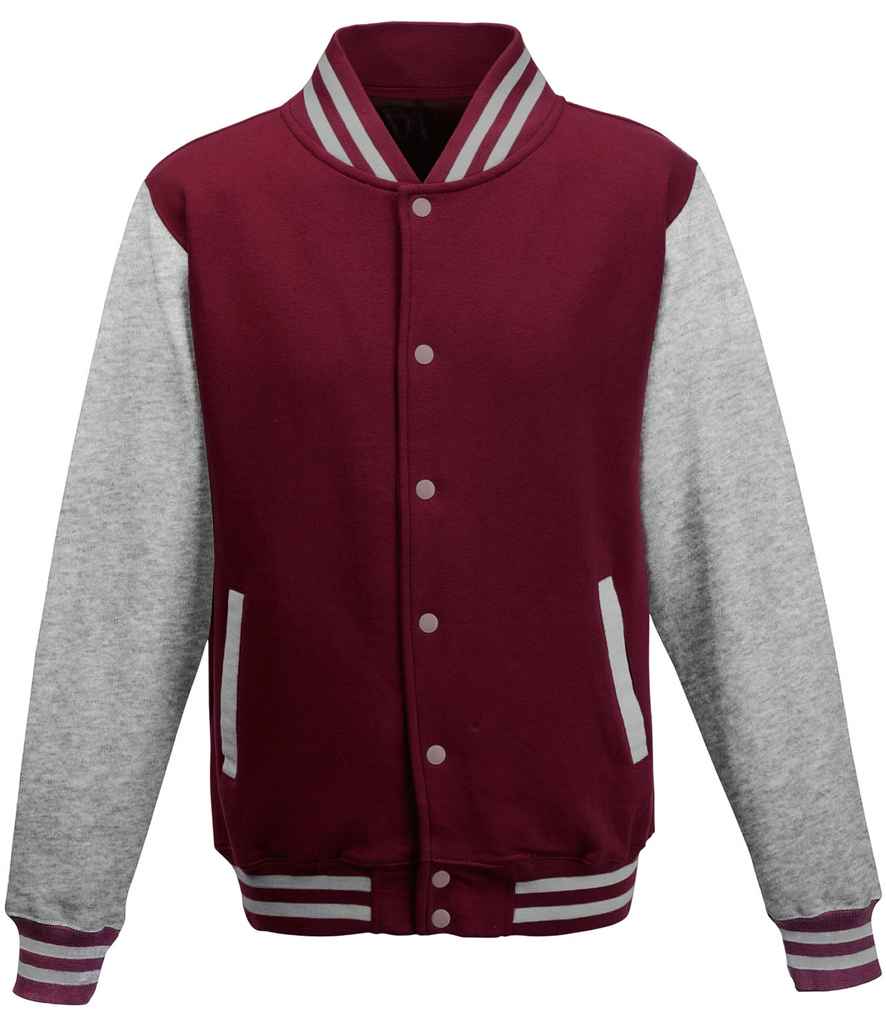 AWDis Varsity Jacket | Burgundy/Heather Grey