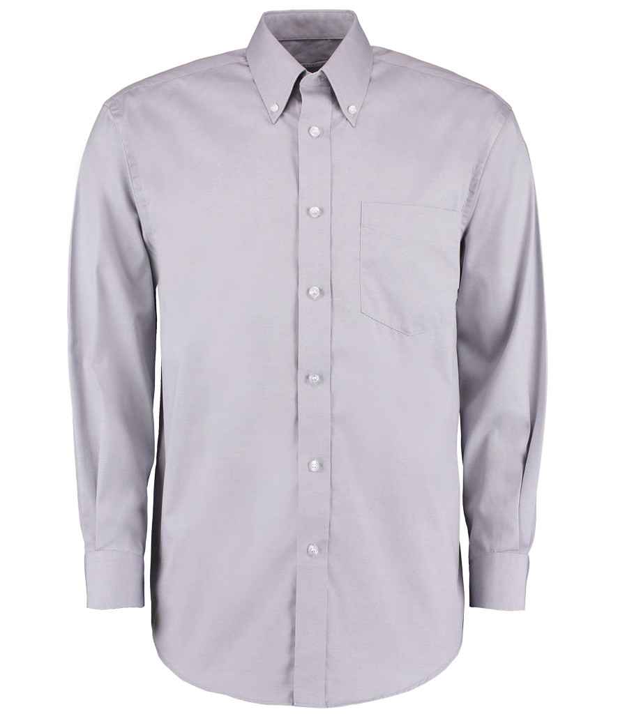 Kustom Kit Premium Long Sleeve Classic Fit Oxford Shirt | Silver