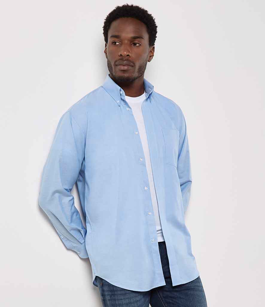 Kustom Kit Long Sleeve Classic Fit Workwear Oxford Shirt | Light Blue