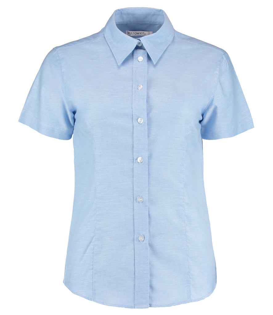 Kustom Kit Ladies Short Sleeve Tailored Workwear Oxford Shirt | Light Blue