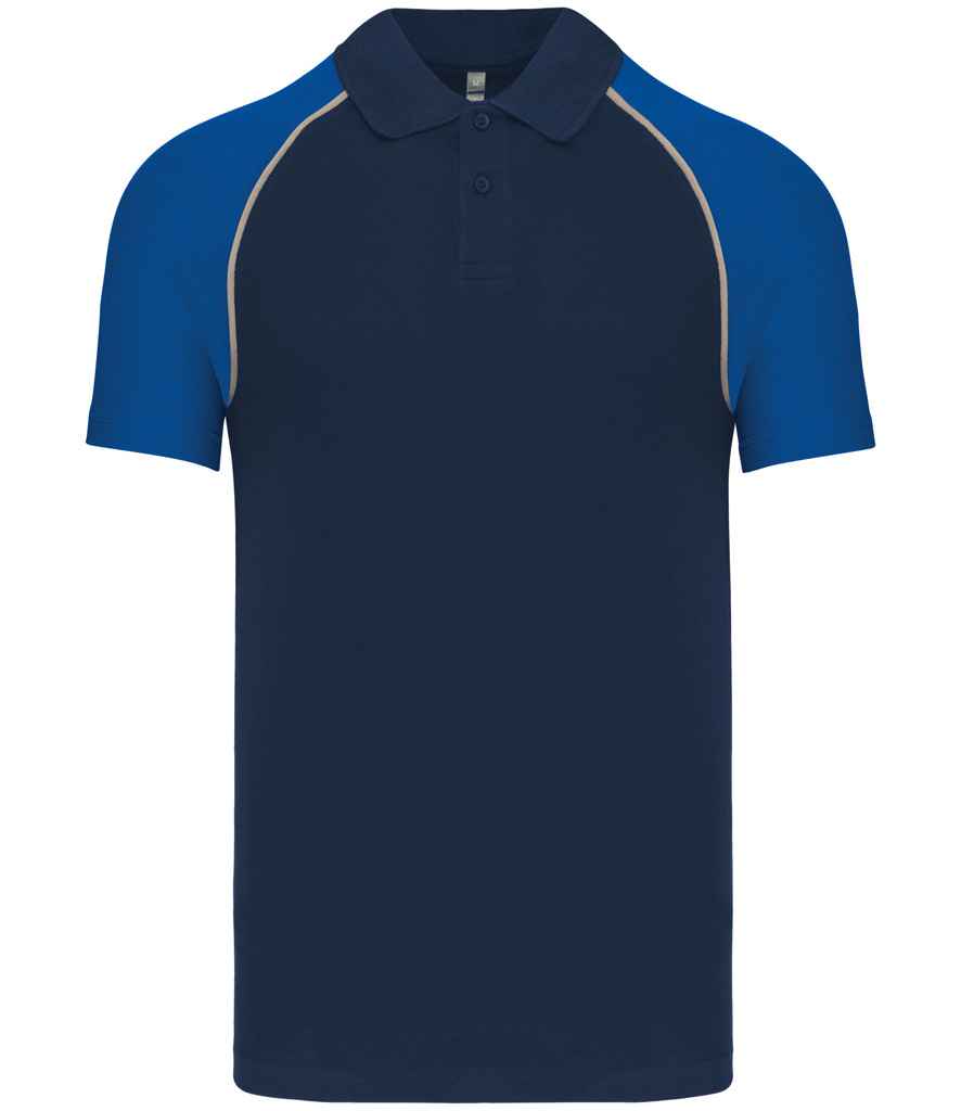 Kariban Baseball Cotton Piqué Polo Shirt | Navy/Royal Blue