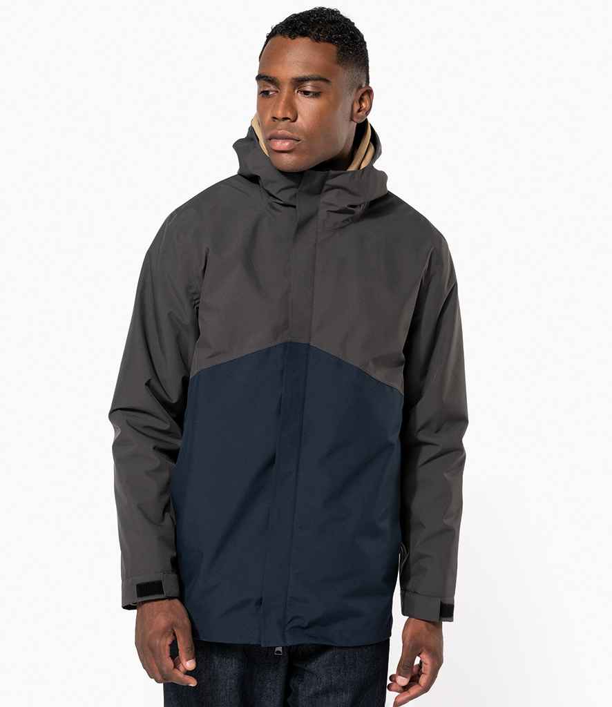 Kariban Unisex 3-in-1 Two Tone Hooded Parka Jacket | Navy/Dark Grey
