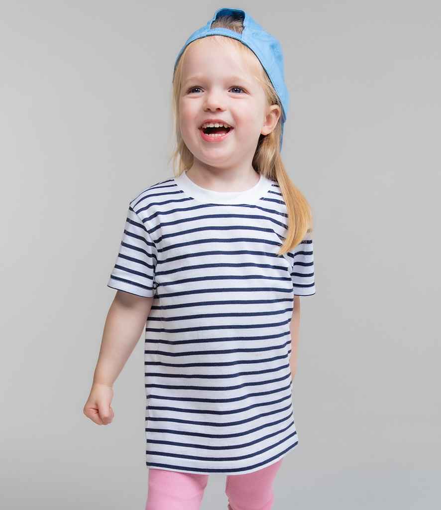 Larkwood Baby/Toddler Striped Crew Neck T-Shirt | White/Oxford Navy