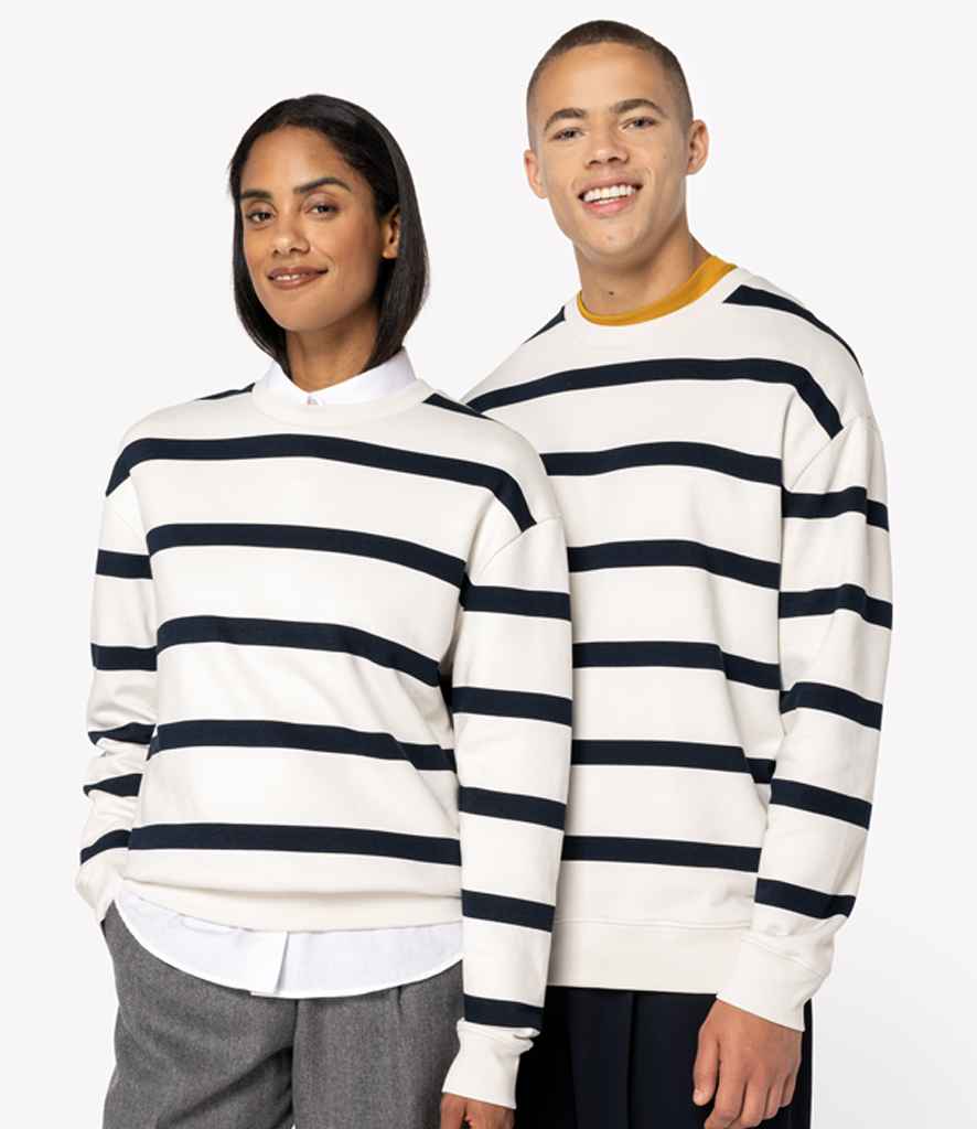 Native Spirit Unisex Striped Crew Neck Sweatshirt | Ivory/Navy Stripes