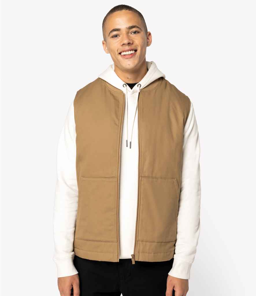 Native Spirit Unisex Twill Bodywarmer with Varsity Collar | Dark Camel