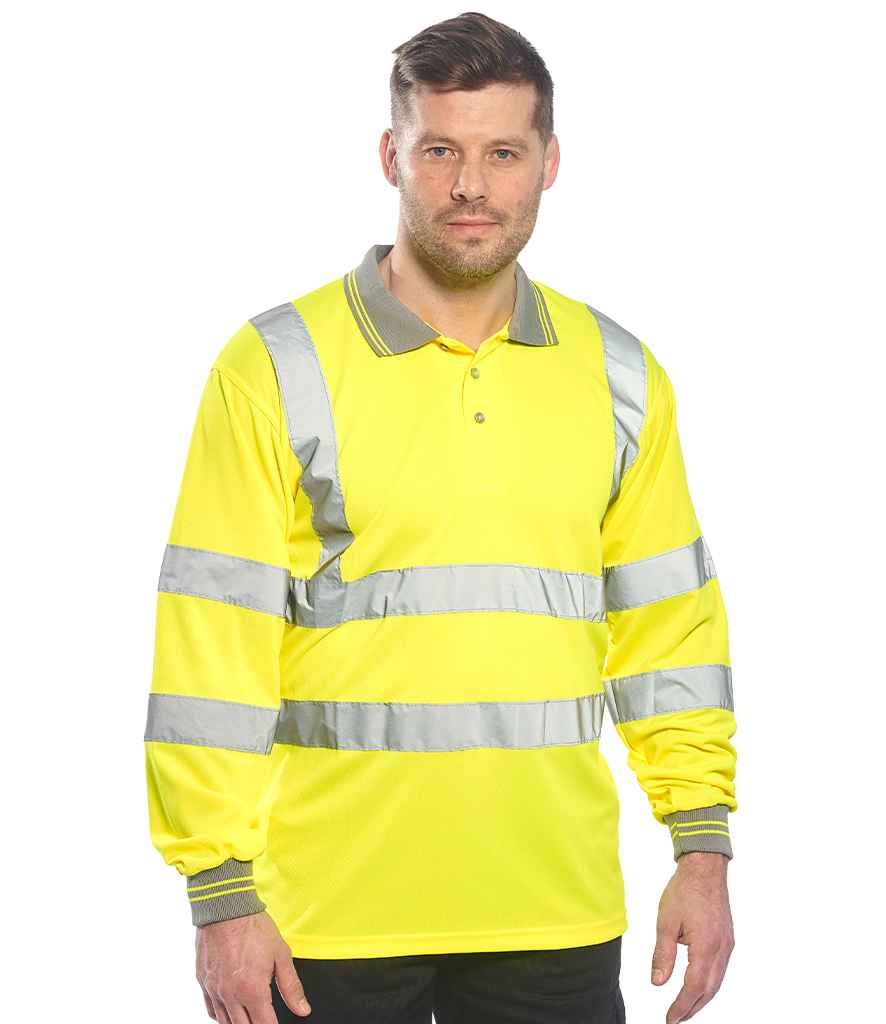 Portwest Hi-Vis Long Sleeve Polo Shirt | Yellow