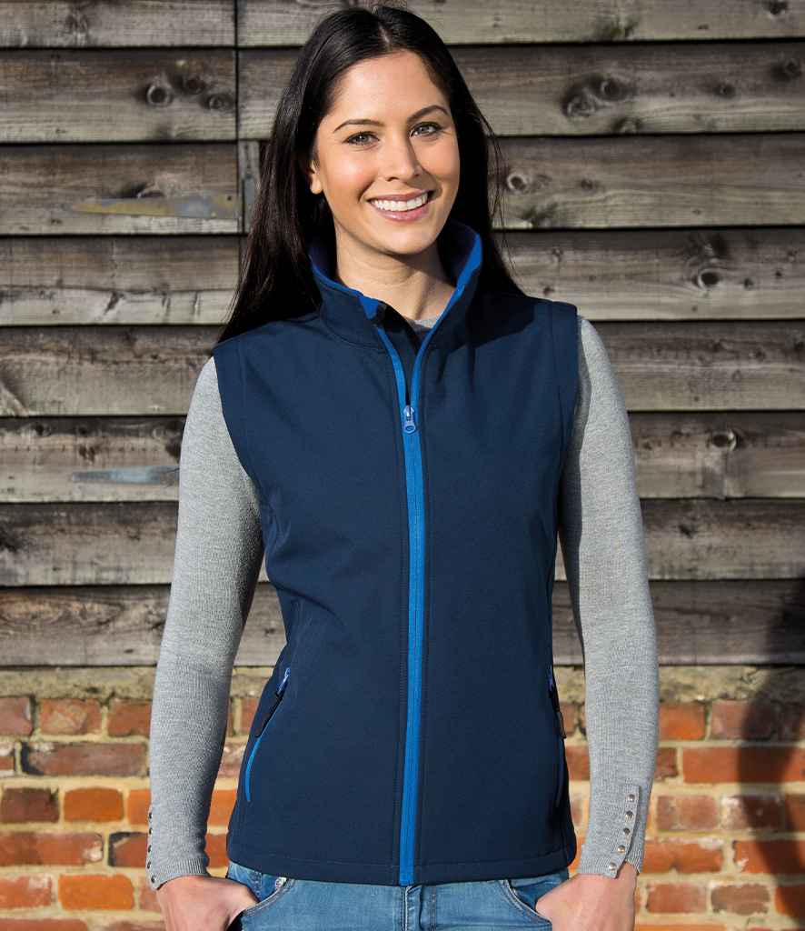Result Recycled Ladies Printable Soft Shell Bodywarmer | Navy/Royal Blue