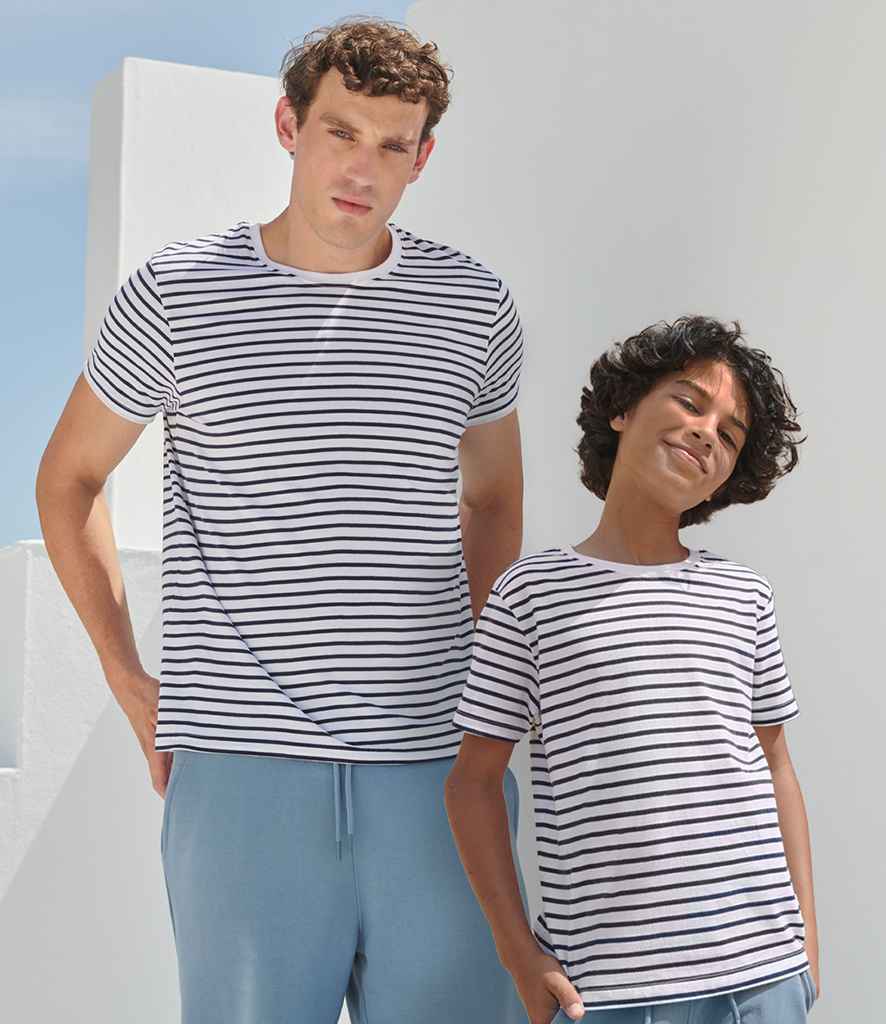 SF Clothing Unisex Striped T-Shirt | White/Oxford Navy