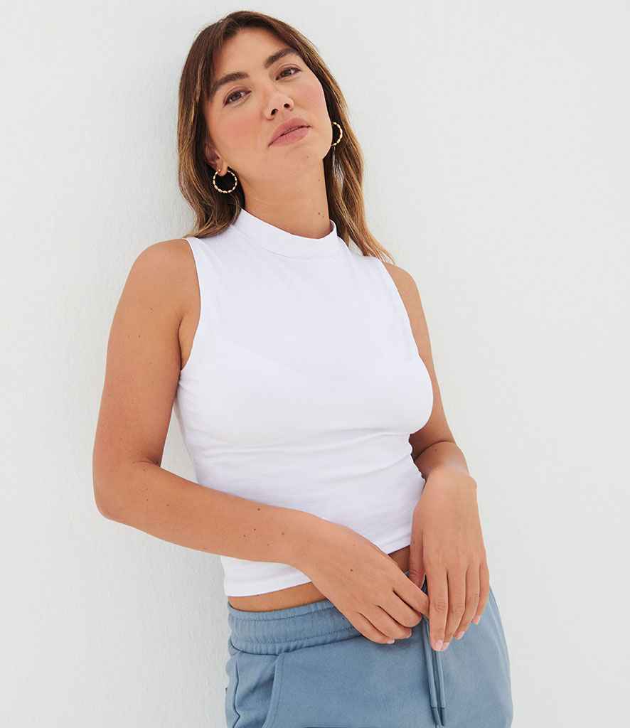 SF Clothing Ladies High Neck Crop Vest | White
