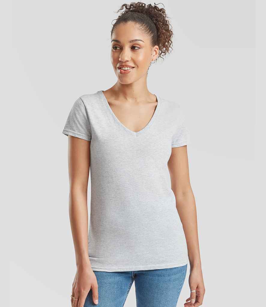 Fruit of the Loom Lady Fit Value V Neck T-Shirt | Heather Grey