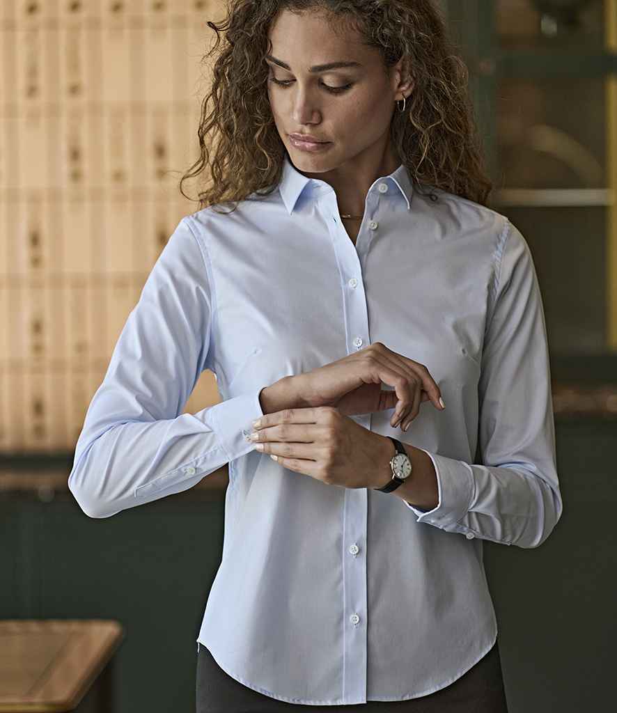 Tee Jays Ladies Stretch Luxury Long Sleeve Poplin Shirt | Light Blue