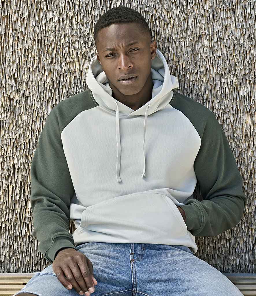 Tee Jays Unlabeled Two-Tone Hooded Sweatshirt | Cement/Dark Green