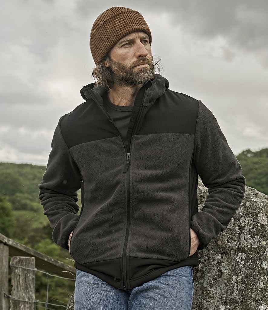 Tee Jays Mountain Hooded Fleece Jacket | Asphalt/Black
