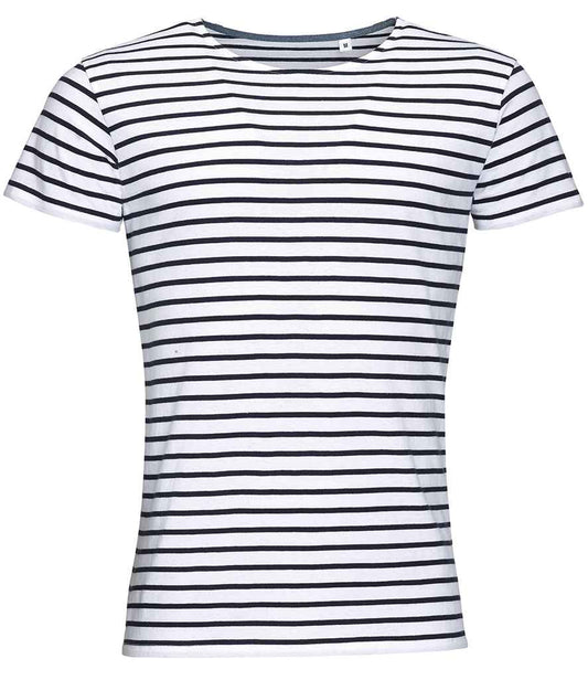 SOL'S Miles Striped T-Shirt | White/Navy