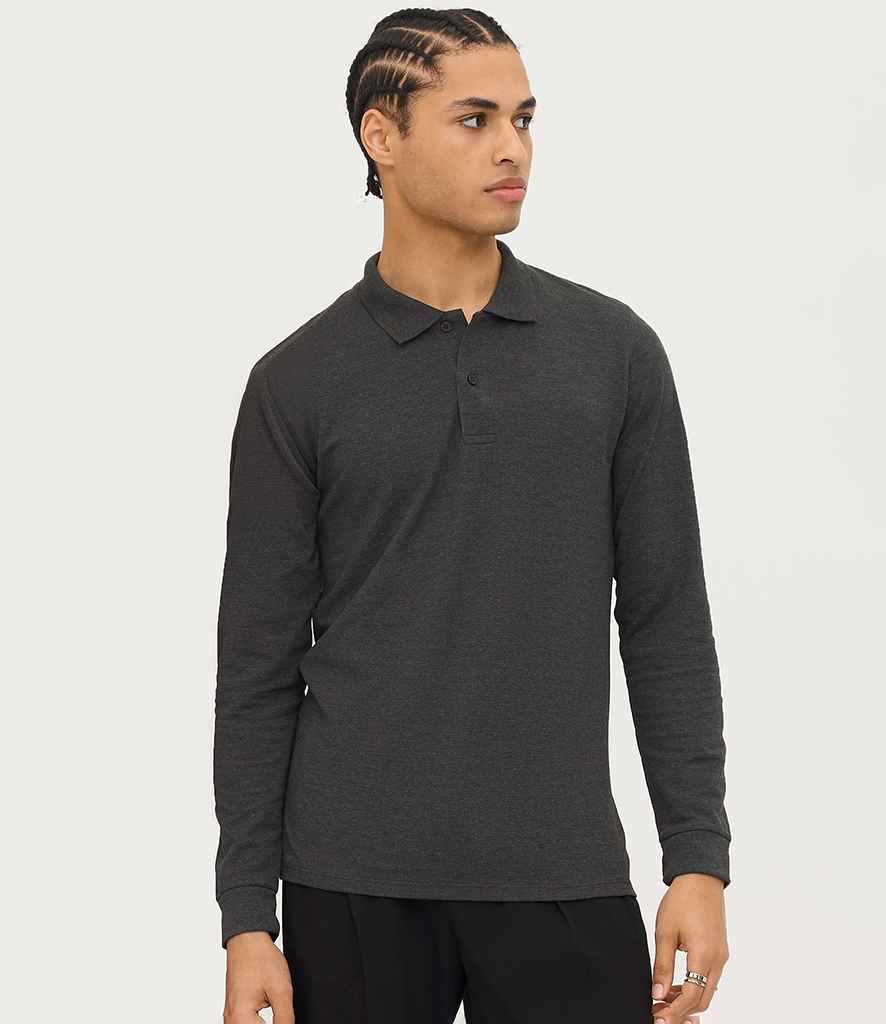 SOL'S Perfect Long Sleeve Piqué Polo Shirt | Charcoal Marl