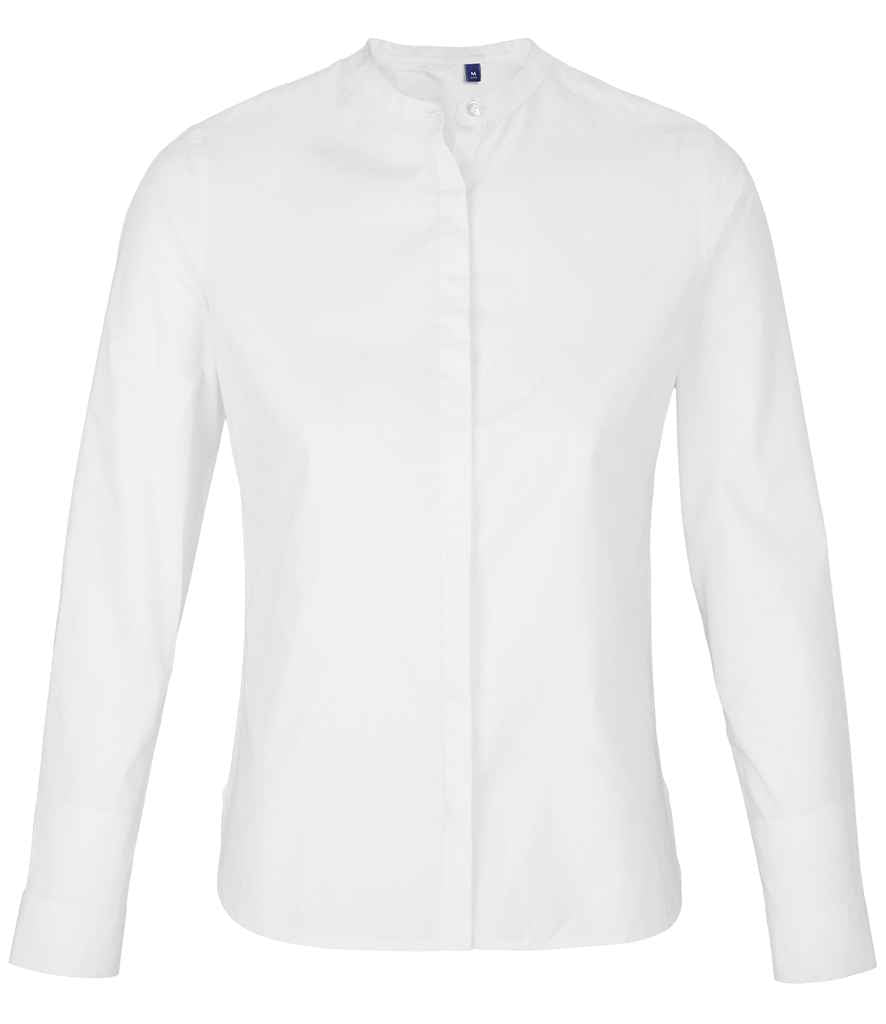 NEOBLU Ladies Bart Mao Collar Long Sleeve Poplin Shirt | Optic White
