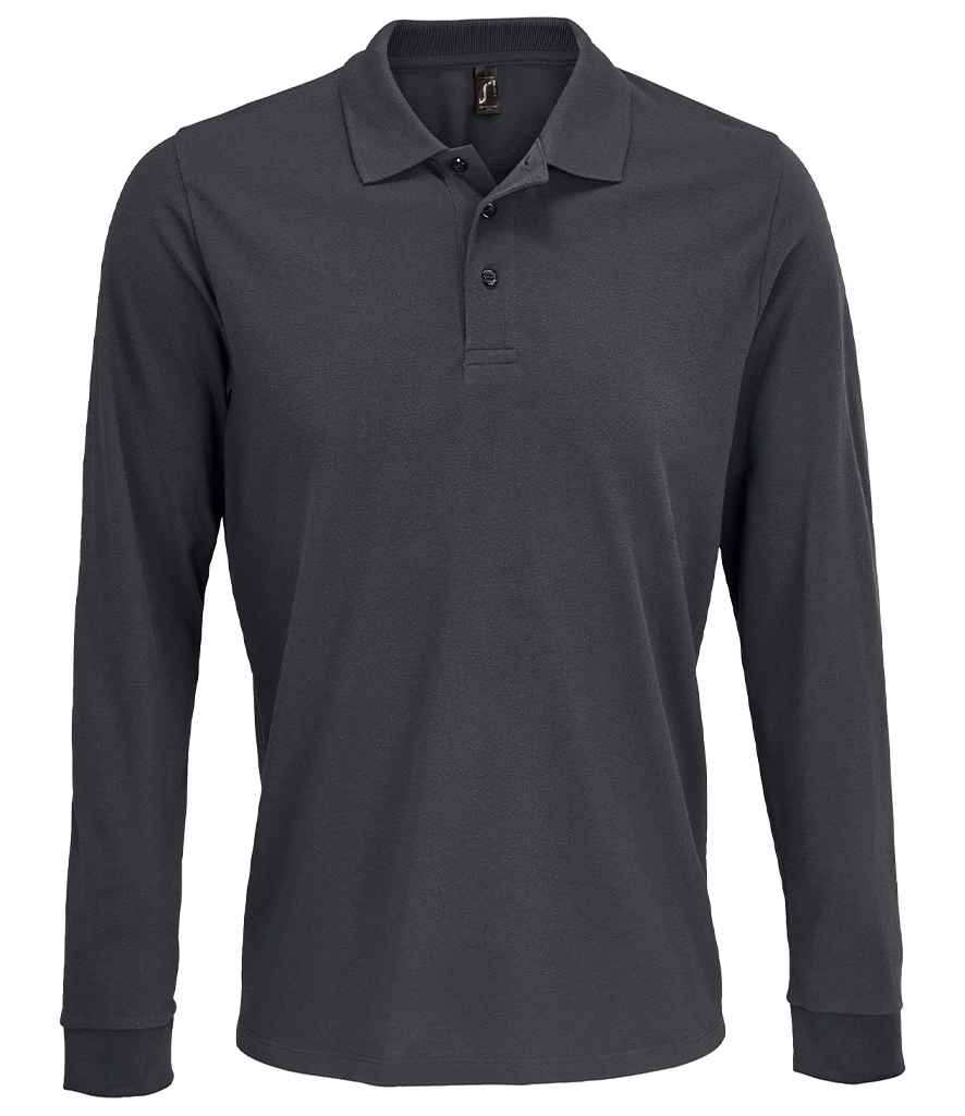 SOL'S Unisex Prime Long Sleeve Piqué Polo Shirt | Dark Grey