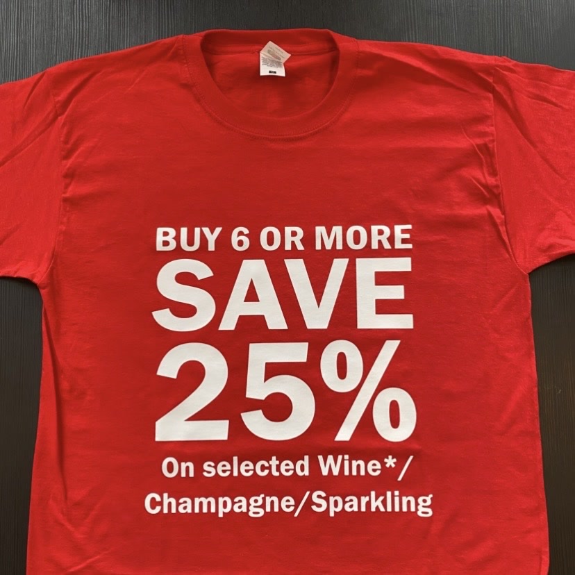 Sainsbury’s Supermarkets - printed T-shirts for staff to wear during a drinks promotion.