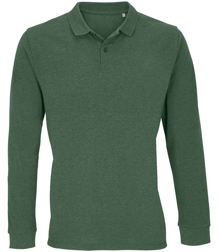 SOL'S Unisex Planet Organic Long Sleeve Piqué Polo Shirt | Bottle Green