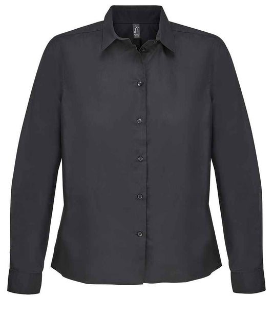 SOL'S Ladies Bailey Long Sleeve Poplin Shirt | Black