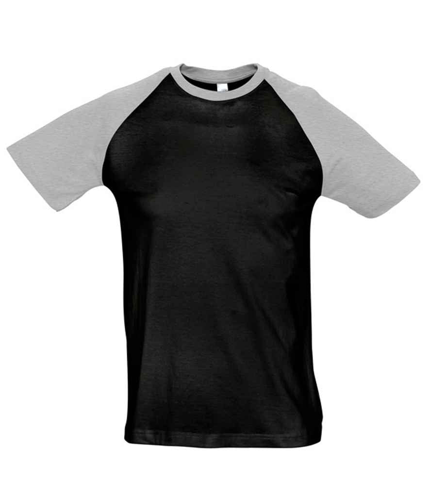 SOL'S Funky Contrast Baseball T-Shirt | Black/Grey