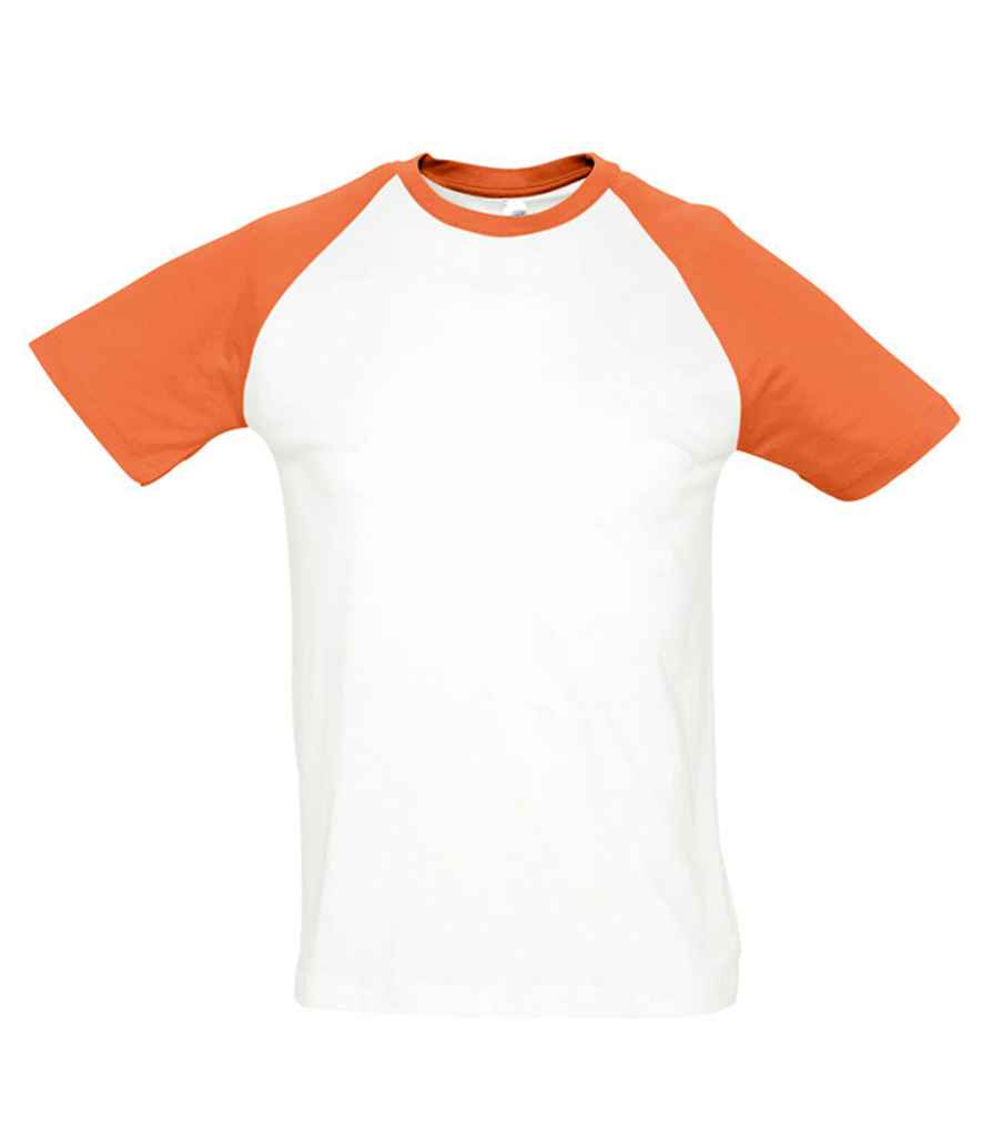 SOL'S Funky Contrast Baseball T-Shirt | White/Orange