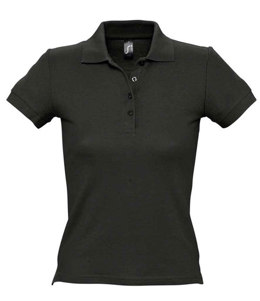 SOL'S Ladies People Cotton Piqué Polo Shirt | Black