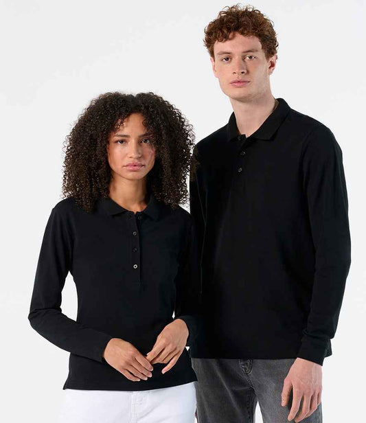 SOL'S Winter II Long Sleeve Cotton Piqué Polo Shirt | Black