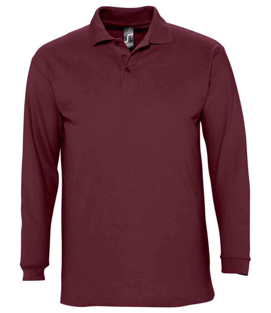 SOL'S Winter II Long Sleeve Cotton Piqué Polo Shirt | Burgundy